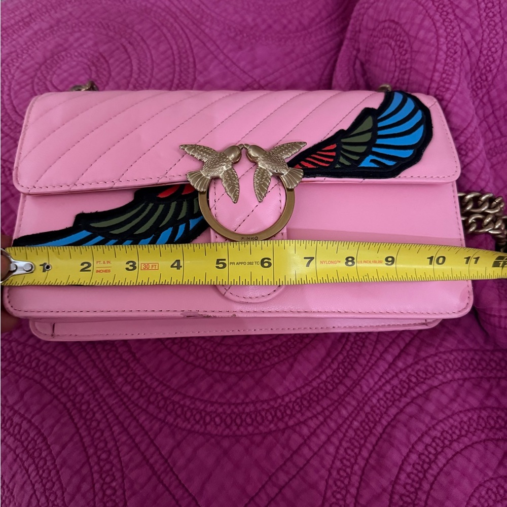 Pink Quilted Chain Bag with Embroidered Design